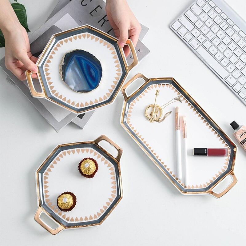 Nordic Entry Luxury Dinner Plate Tray Mug Seasoning Dish Home Hotel Ceramics Tableware Set Modern Porcelain Western Plates Tray