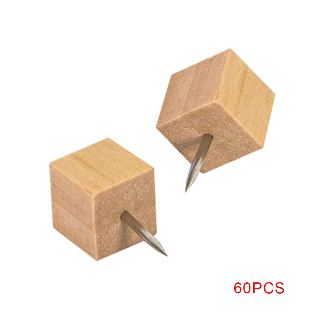 18/60/100pcs Straw Hat Shape Tacks Wooden Thumb Boards Map Photos Posters Calendar Craft Projects Pins Home Binding Supplies: 60pcs