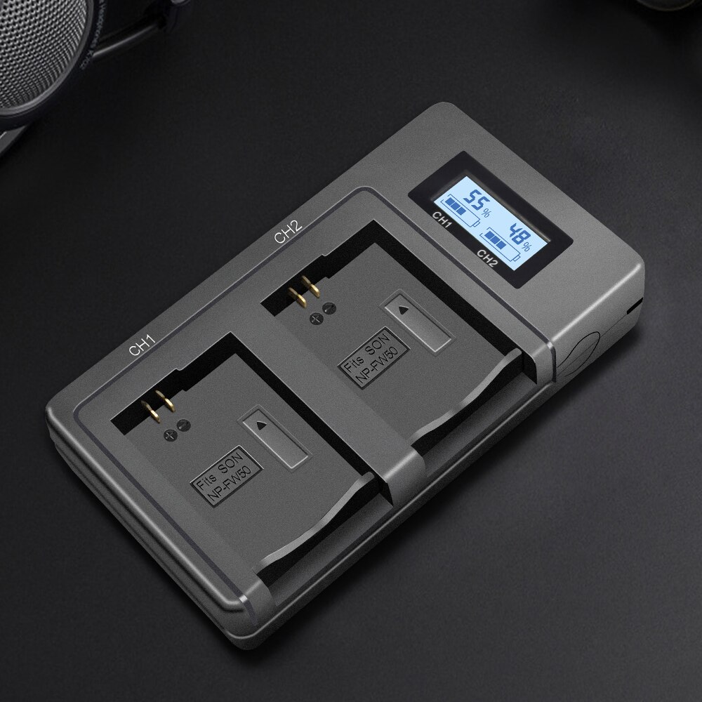 Palo NP-FW50 Camera Batterij Oplader Npfw50 Fw50 Lcd Usb Dual Charger Voor Sony A6000 5100 A3000 A35 A55 A7s Ii alpha 55 Alpha 7 Een