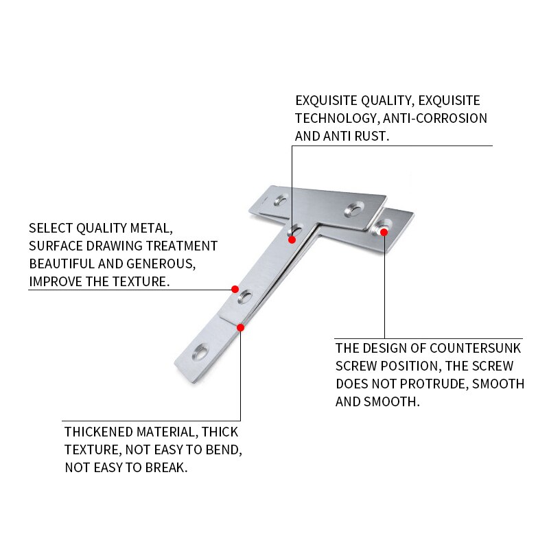 Accolade d'angle en acier inoxydable T Type meubles accolades d'angle de connexion plaque de support d'étagère 10 pièces
