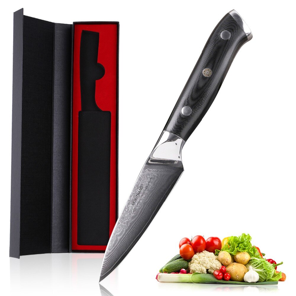 Mokithand 3.5 Inch Paring Knives Damascus Steel Fruit knife Sharp Japanese Kitchen Multi Knife G10 handle Cutter