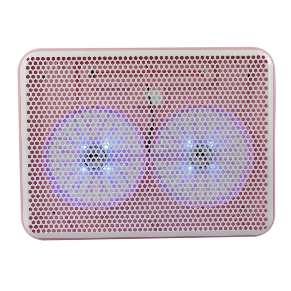 Blue LED Dual Fans USB Port Cooling Stand Pad Cooler For Laptop Notebook: Pink