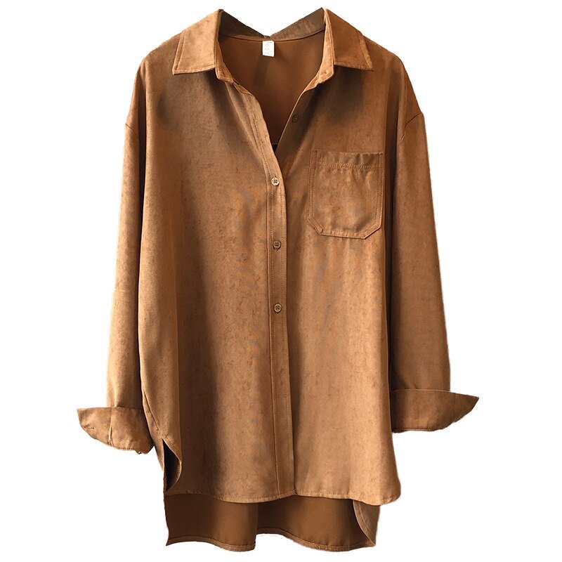 Blusa de estilo Retro con manga larga para verano, Camisa lisa con solapa y luz para mujer,