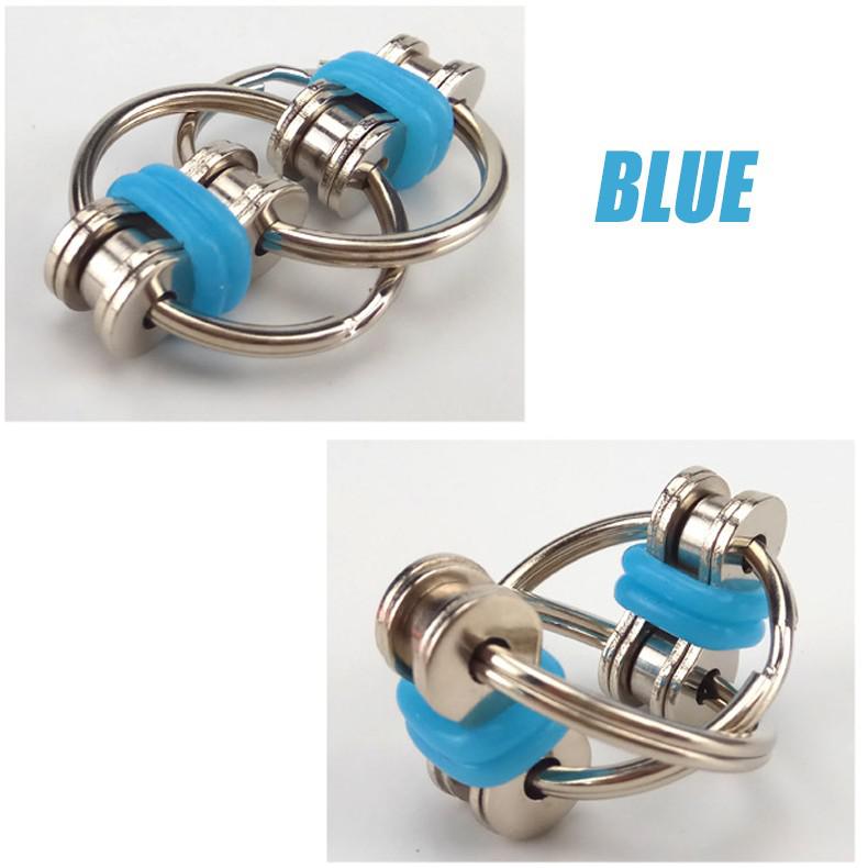 Metalen Puzzel Keten Fidget Speelgoed Voor Autisme Ketting Fidget Speelgoed Set Stress Verlichten Adhd Top Hand Spinner Sleutelhanger zintuiglijke Speelgoed: Blauw