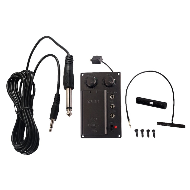 1 Set Viool Equalizer Mute Voorversterker Pickup Eq Met Piezo Diy Plug Gat Uitgang Kabel B60 Voor Elektrische Viool Accessoire