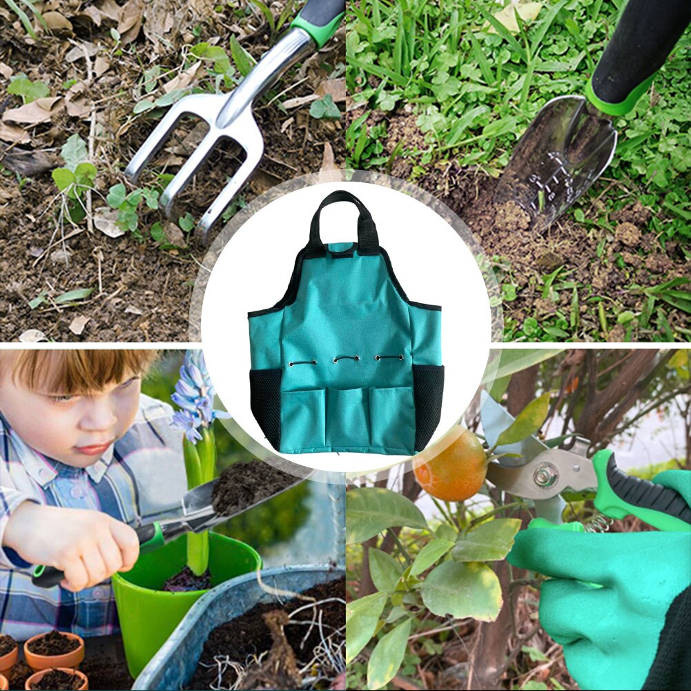Multi-Pocket Gardening Tool Storage Bag Oxford Cloth Handbag Shovels Rakes Screwdrivers Organizer Tote Garden Accessories