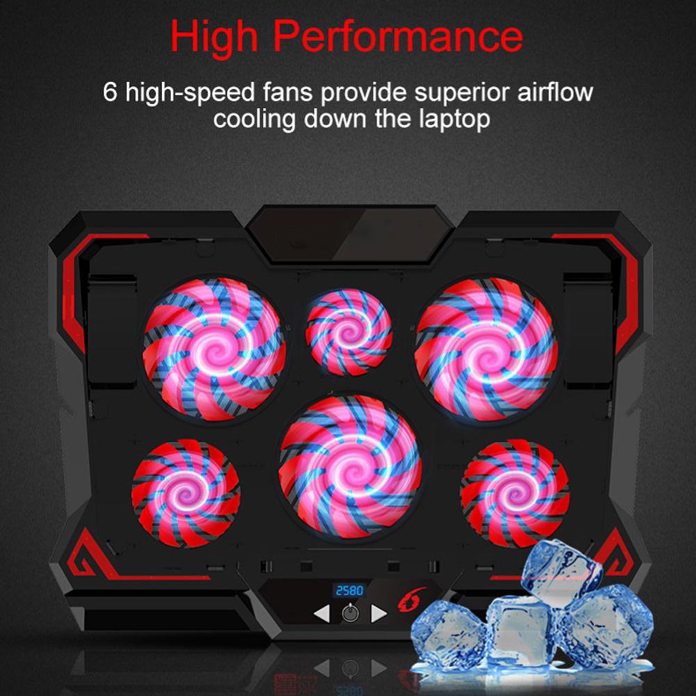 Gaming Laptop Cooler Verstelbare 2 Usb-poort 6 Fans Notebook Cooling Pad Stand