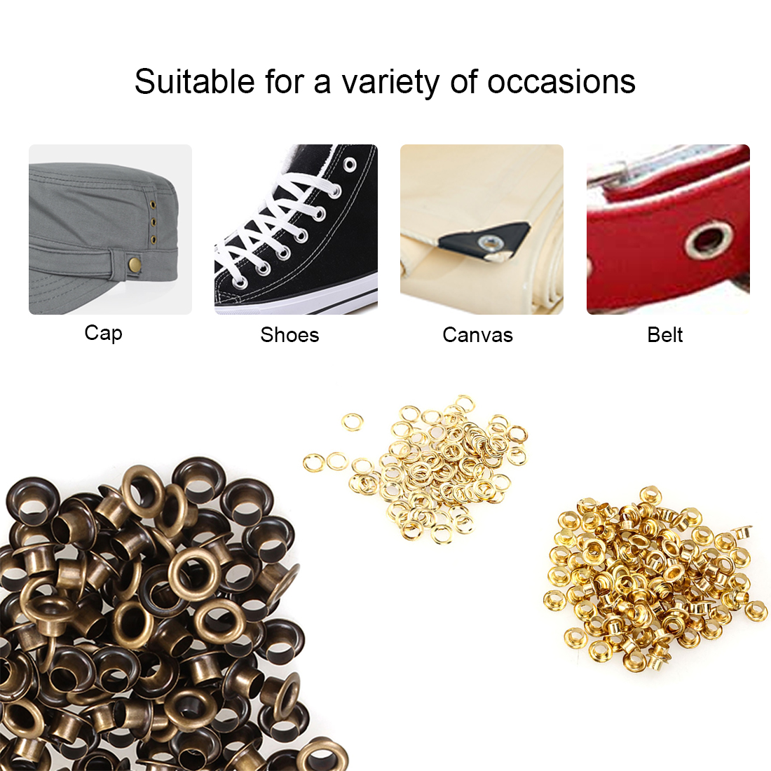 Ojales de Metal-100 juegos de agujeros de 5mm con ojales para cuero artesanal, zapatos de Scrapbooking, cinturón, bolsa, etiquetas para ropa, accesorios