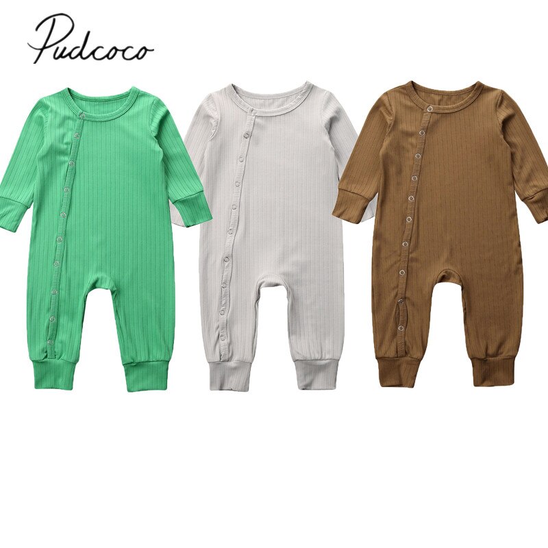 Baby Spring Autumn Clothing Newborn Kid Baby Girl Boy Clothes Long Sleeve Romper Jumpsuit Ribbed Solid Outfit Playsuits