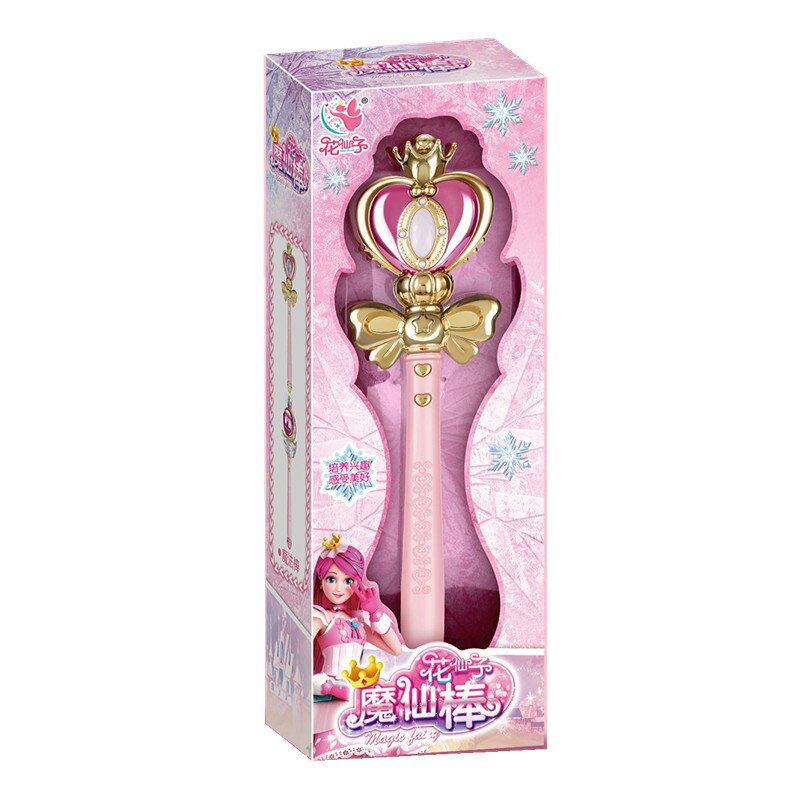 Flower Fairy Large Magic Wand Led Light Music Little Magic Fairy Princess Fairy Wand Girl Toy: Pink-83314