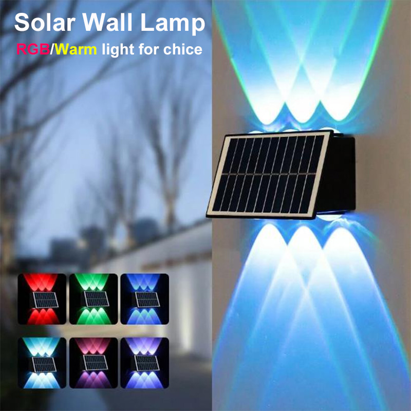 Zonne-buiten waterdichte led-verlichting op en neer zonne-wandlampen schemering tot zonsopgang veranda verlichting decor voor garage tuin dek tuin