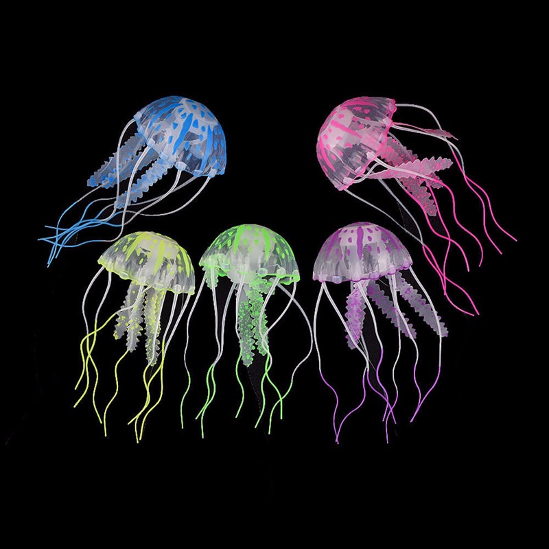 de medusas artificiales de silicona con efecto brillante, accesorios para pecera, adorno de Medusa de acuario