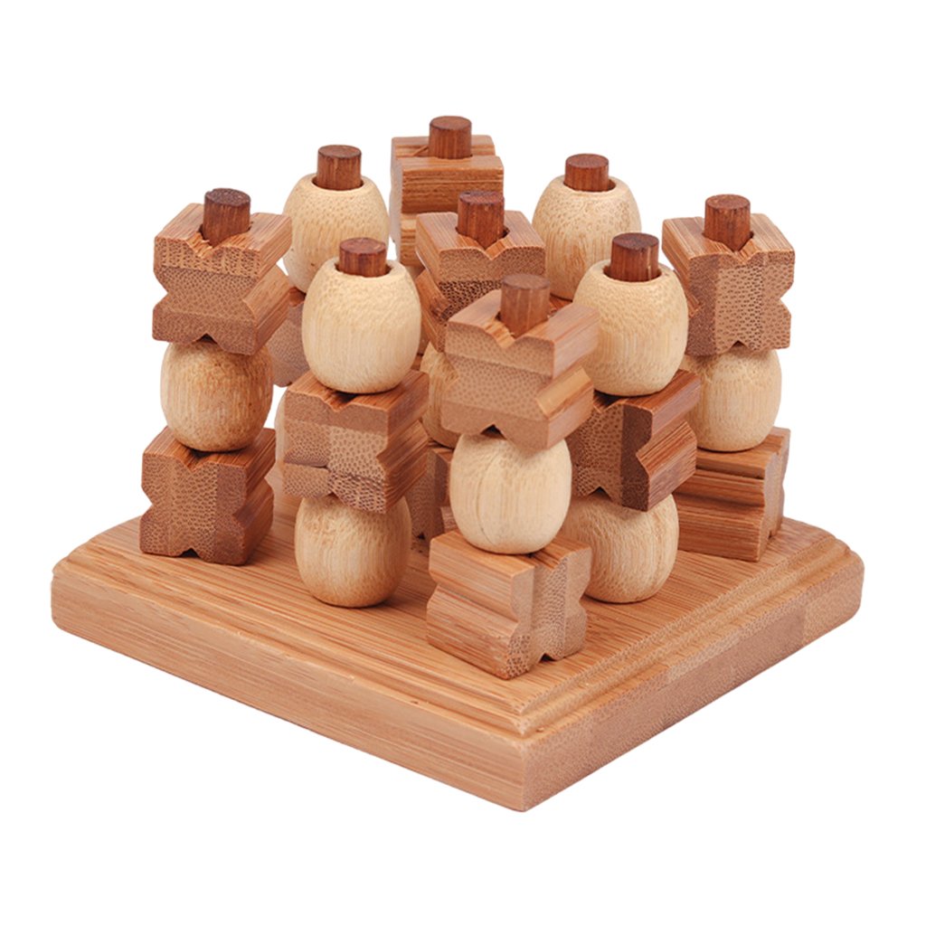 Viaggio tradizionale 3d legno Tic-Tac-Toe spingimi XO divertente gioco da tavolo XO scacchi gioco di Puzzle per bambini e adulti