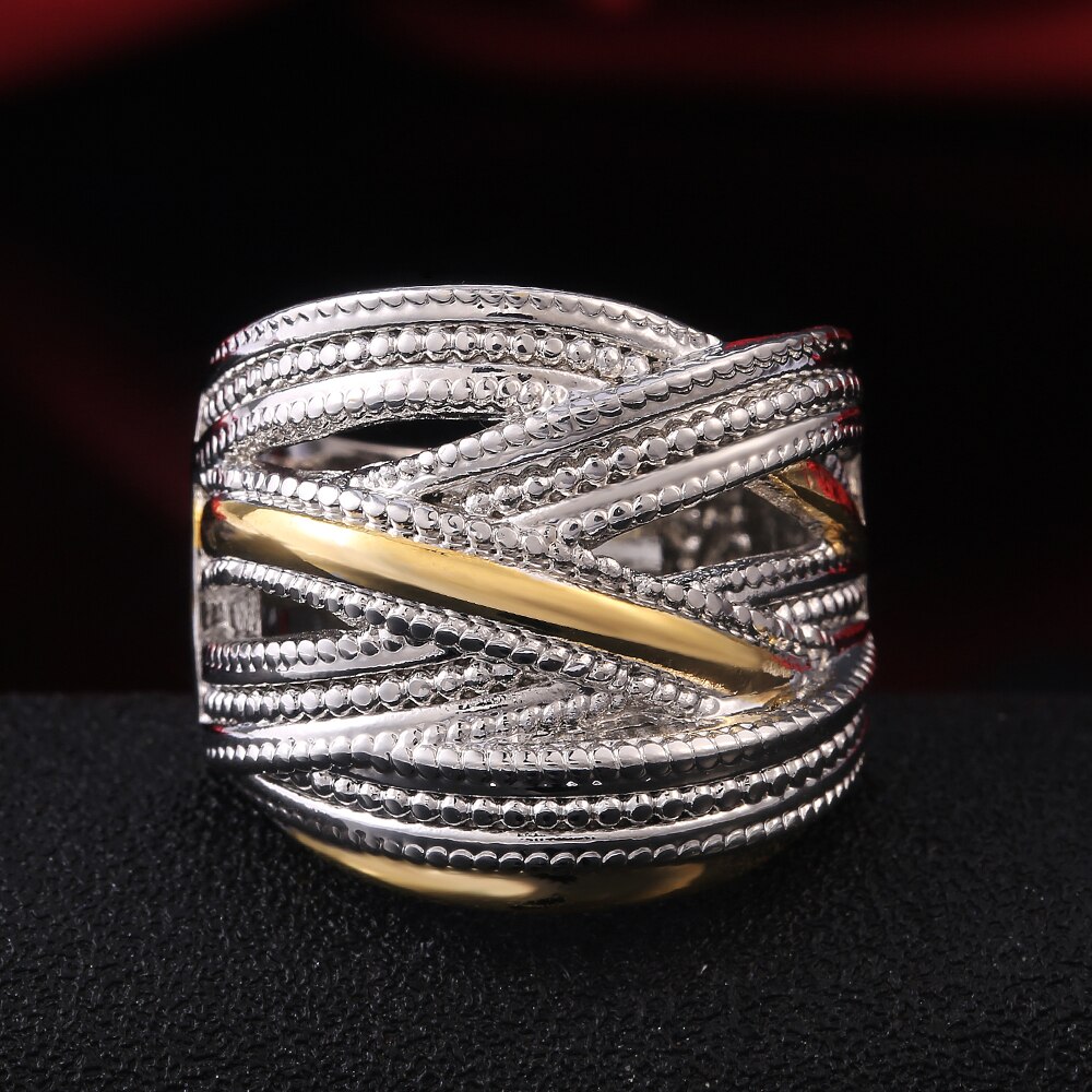 Huitan Hyperbole Cross Women Finger Ring Special-interest Female Wedding Ring Metal Ring Punk Party Rings Jewelry