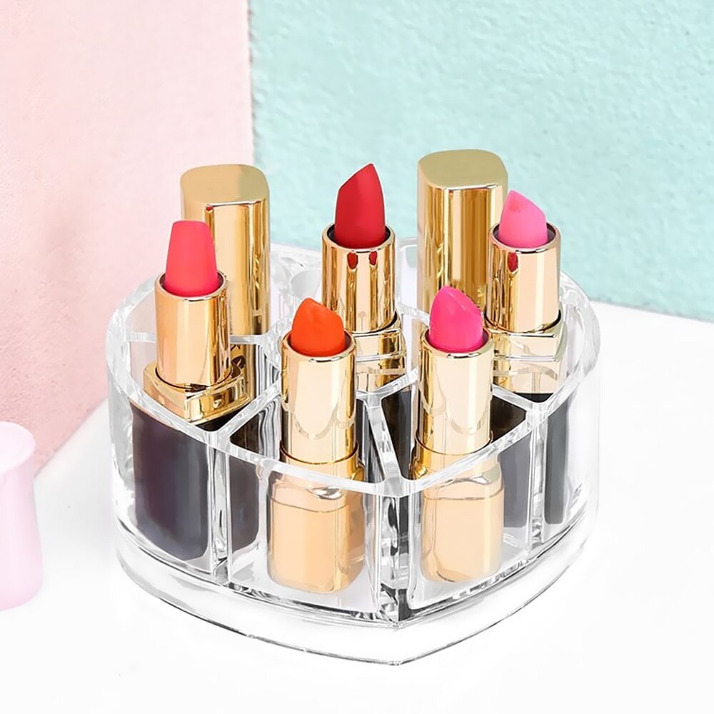 Makeup arrangør opbevaringsboks borelak læbestift negle arrangør kosmetisk smykkeskrin holder gennemsigtig flere gitter akryl: D
