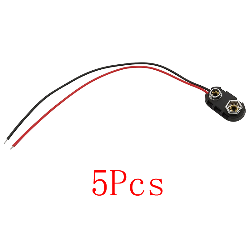 5pz 9 V connettore clip batteria I/T tipo 9 volt fibbia batteria scatta cavi custodia 5.5x2.1mm DC spina maschio per Arduino fai da te: marrone