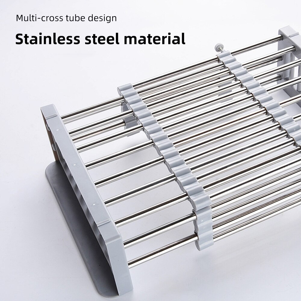 Retractable sink saucer drain basket stainless steel fruit tray drain device kitchen sink organizer dish rack