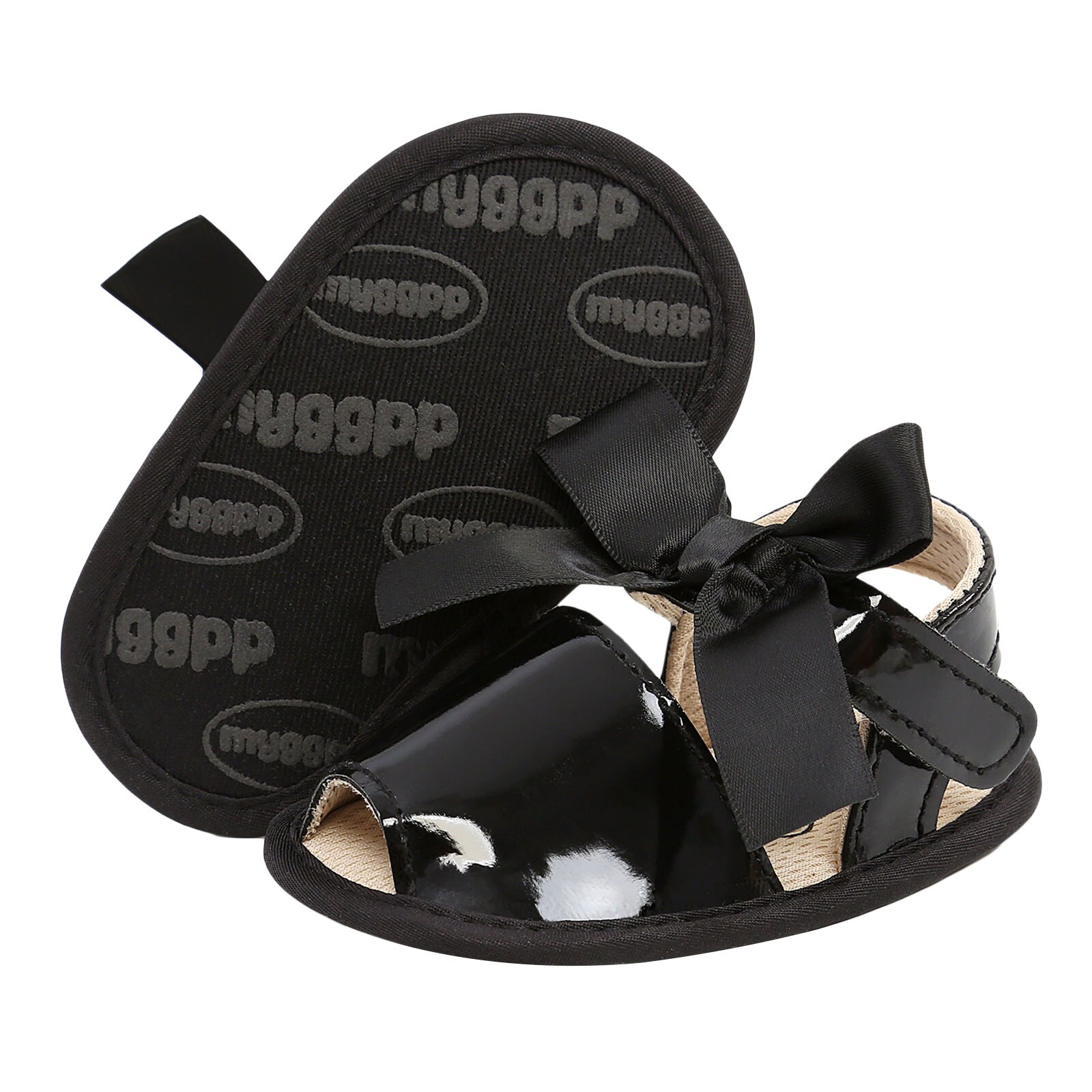 Sandales pour bébés filles, chaussures respirantes à semelle souple avec décoration à nœud papillon, pour photographie de fête
