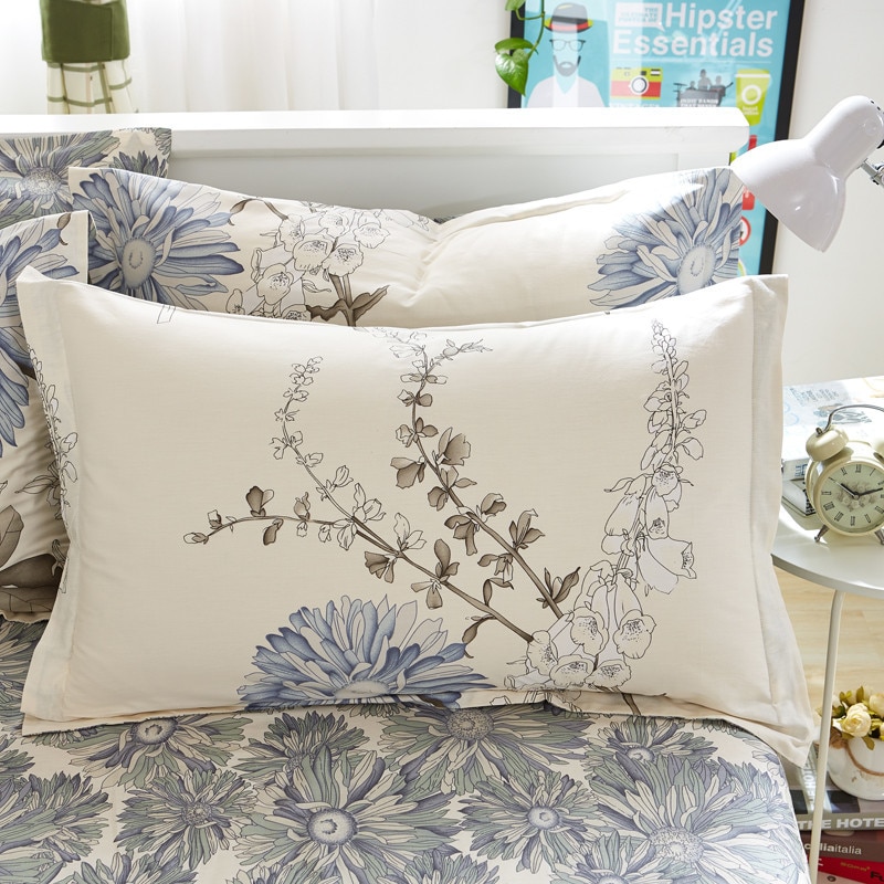 1 pièce 48cm * 74cm taie d'oreiller 100% coton beauté impression florale taie d'oreiller couverture pour chambre à coucher utilisation XF626-9