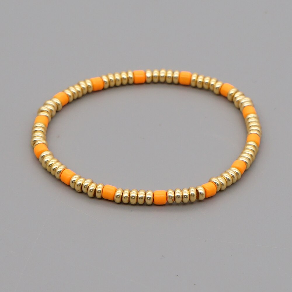 Go2 boho guldfarvet beaded armbånd til kvinder smykker boho armbånd elastisk pulsera mujer moda emalje perler smykker: Tob 200004c
