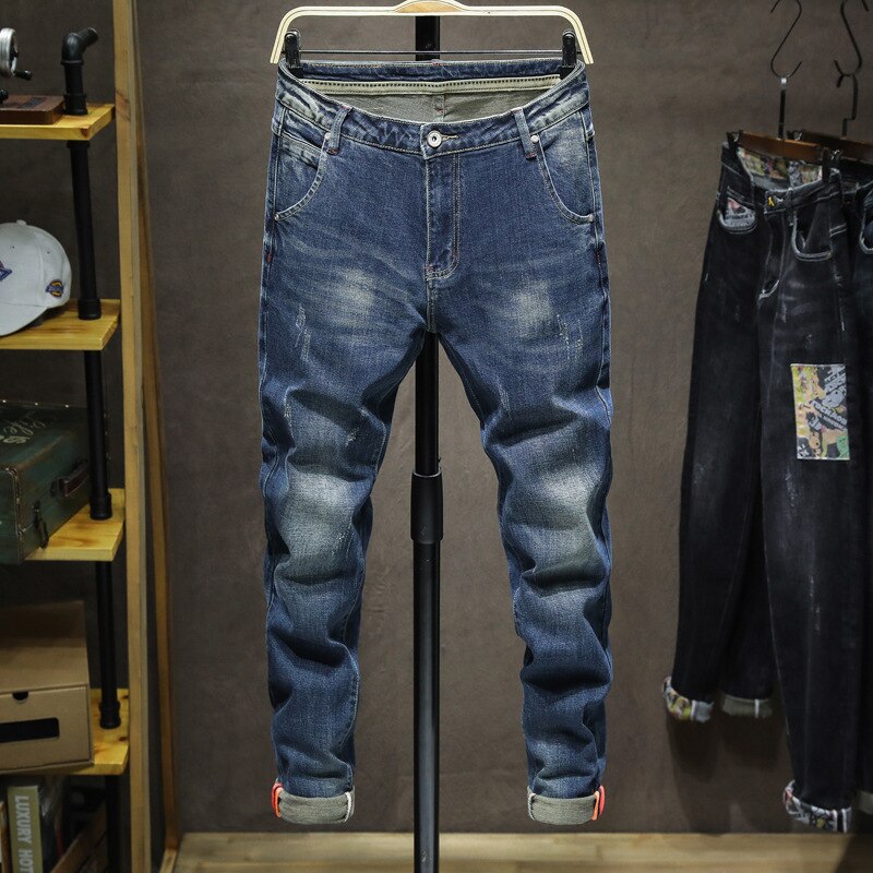 Autumn Winter Mens Jeans Soft Cosy Straight Slim Fit Casual Trousers Male Tencel Fabric Men Pants Jeans for Men,950