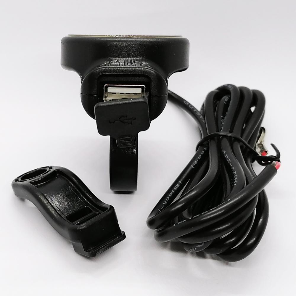 Motorcycle Handlebar Rail Mount Waterproof USB Charger 12-24V 2A with Compass for Mobile Phones GPS