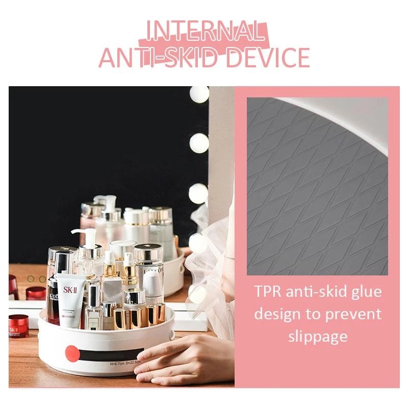 Multi-Function Anti-Skid Rotary Storage Tray Display Plastic Rotary Kitchen Bathroom Party Shelf 360 Rotation Cosmetic Desk