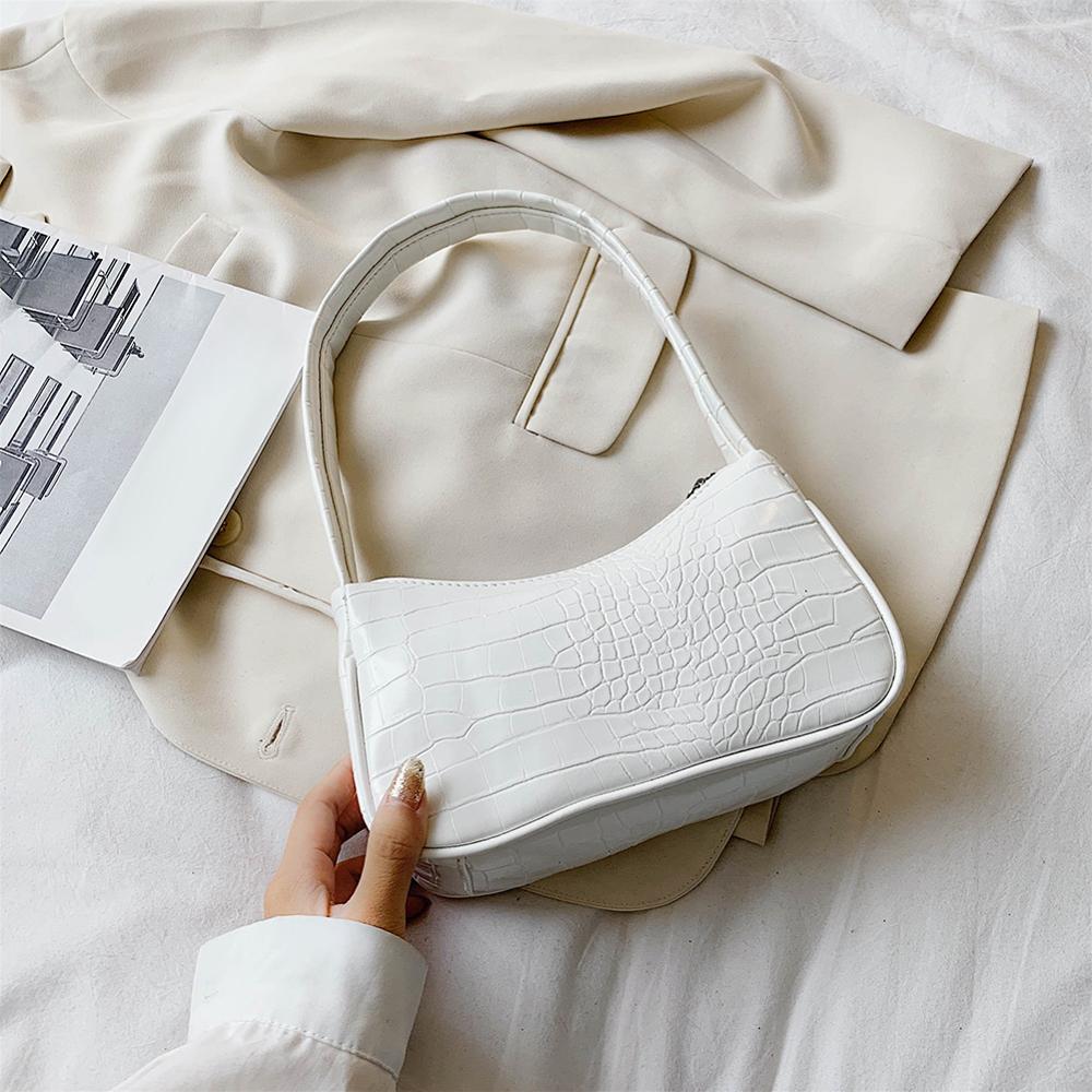 Bolso Casual de cuero PU con correa, bolso para mujer, cadena, tipo bandolera bolso de hombro, Popular, Simple, bolso de diario para mujer,: Blanco