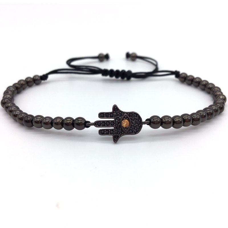 NAIQUBE 4mm Hand bracelet 4colors Trendy Pave Cz Beads Braided Macrame Bracelet for men and women Jewelry