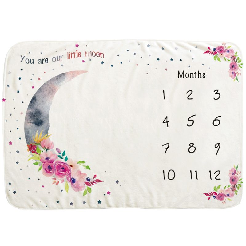 Bebê infantil flanela cobertor criativo lua flor pano de fundo mensal registro crescimento marco fotografia prop atacado: 6