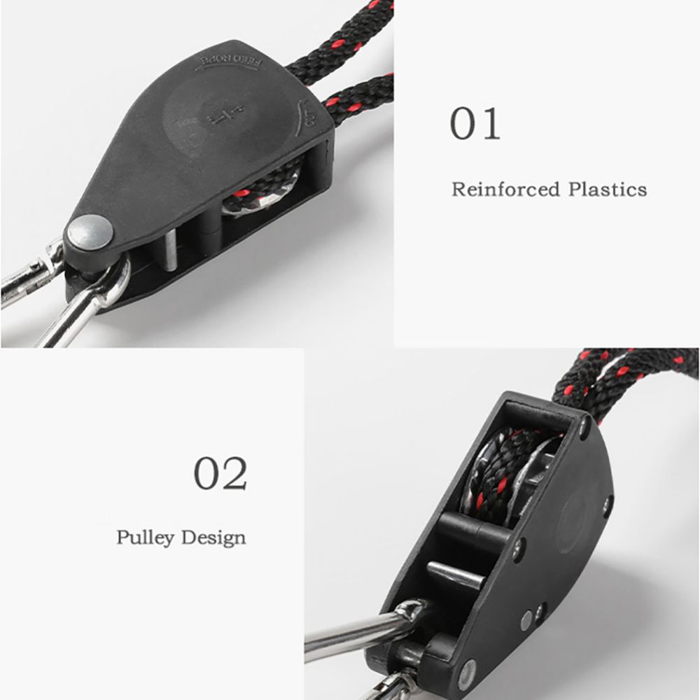 1/4 Inch Stainless Steel Pulley Adjustable Pulley Sling Lifting Rope Ratchet Hook LED Grow Light Hangers Outdoor Camping