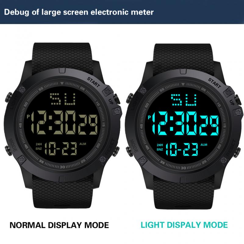 HONHX-reloj electrónico multifunción LED para hombre, reloj electrónico para estudiantes, pantalla grande negra, para deportes al aire libre