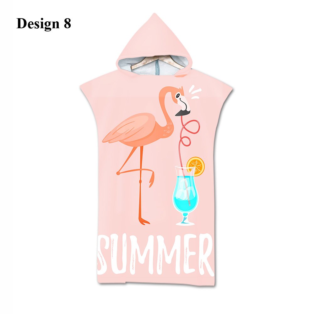 Tropische Bloem Monstera Parrot Toekan Flamingo Aloha Volwassen Kinderen Hooded Handdoek Zwembad Bad Strandlaken Poncho: Design 8