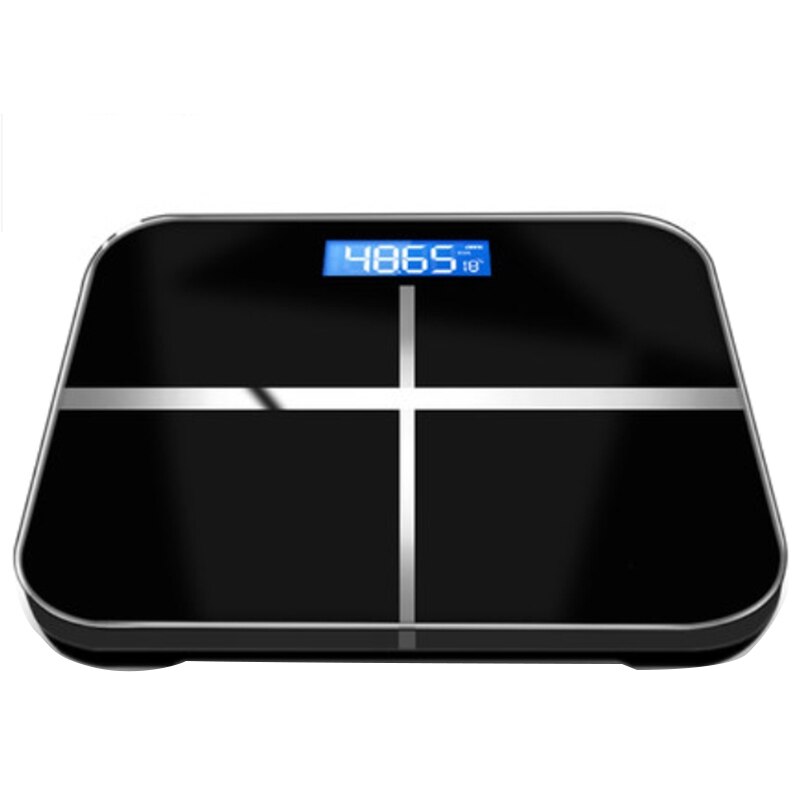 Household Bathroom Scale Digital Precision Weight Scale LCD Display Glass ligent Electronic Scale: Black