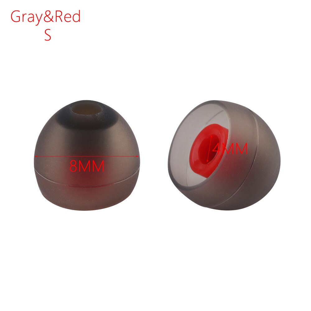 1 Pair Silicone 4MM Replacement In-Ear Earphone Earbuds Ear Tips Cover Cap soft Rubber Universal Replacement Ear Tips: Gray Red S