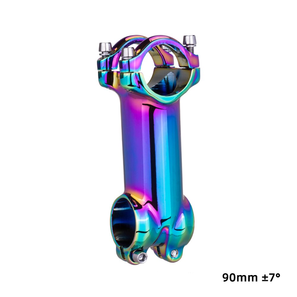 ZTTO Rainbow MTB Road Bike Oil Slick Stem 17 7 Degree 60 70 80 90mm High Strength Lightweight Fit 31.8mm Handlebar XC AM: 7degree 90mm rainbow