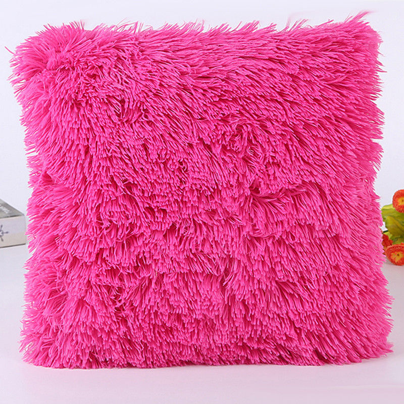 43*43cm Plush Furry Cushion Cover Throw Pillow Case Home Bed Room Sofa Decor: Pink