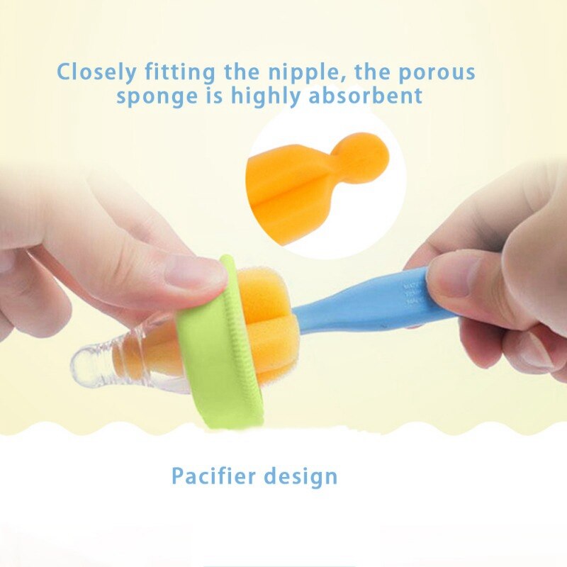 5Pcs/set Baby Bottle Brush Nipper Cleaner Teat Teapot Tube Pacifier Brush 360 Degree Rotating Head Cleaning Sponge Cup Brush