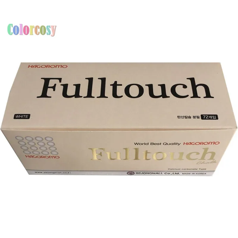 HAGOROMO Fulltouch Color Chalk 1 Box 72 Pcs/White, WELL COATED AND DUST FREE, Marks Smoothly, Creating Clear and Distinct Lines: Default Title
