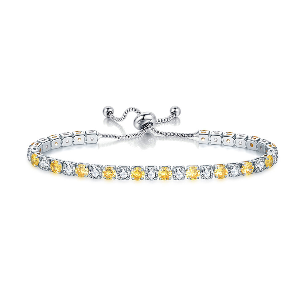 Tennis Armbanden Voor Vrouwen Shining Wit Goud Kleur Single-Layer Zirkoon Verstelbare Slider Gesp Bedelarmband Mode-sieraden