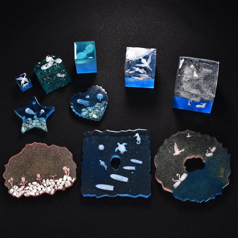 1 Pack 3D Mini Deer Jellyfish Epoxy Resin Filling Material Mushroom Ocean Ornaments Resin Crafts Making Handmade Decoration