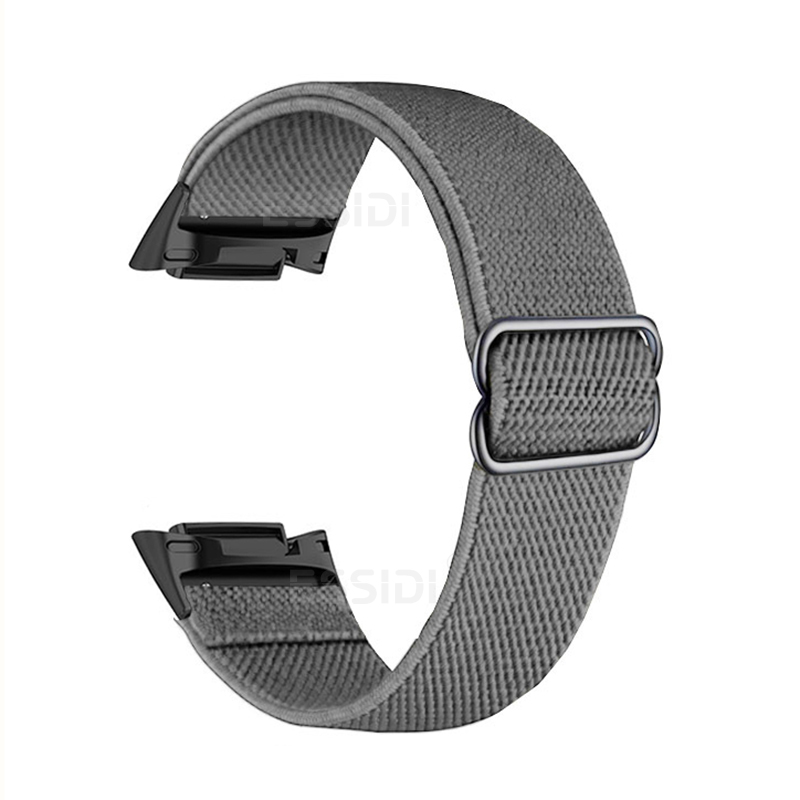 Bracelet en Nylon extensible pour Fitbit Charge 6 5, tissé élastique, doux, Sport, respirant, boucle de remplacement pour Fitbit Charge 5 6: Grey