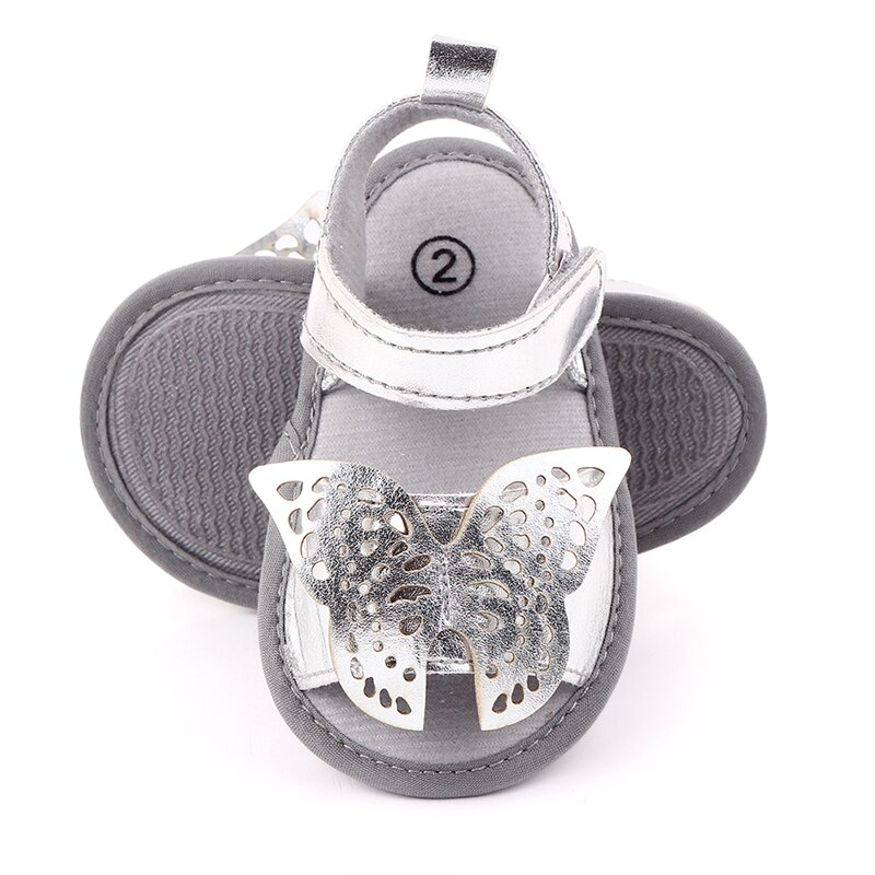 Sandalias de verano bonitas con de mariposa para niños y niñas, zapatos de piel sintética suave para niños pequeños, sandalias para primeros pasos, niños y niñas