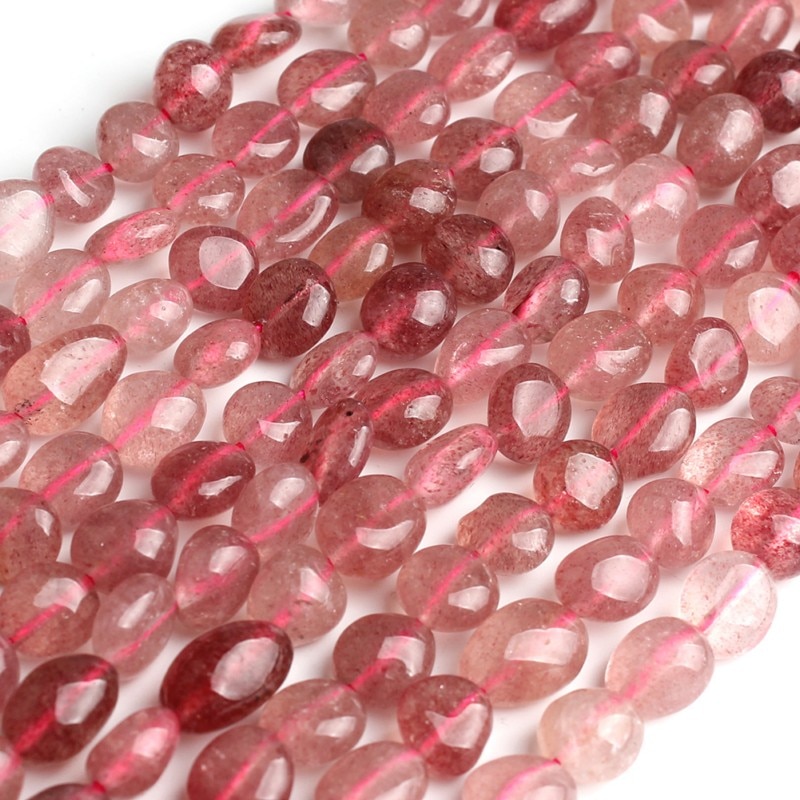 6-8 Mm Onregelmatige Strawberry Quartz Losse Kralen Voor Sieraden Maken Armband Ketting 15 Inch Diy Sieraden
