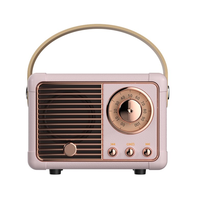 Mini haut-parleur H2 classique rétro compatible Bluetooth, récepteur Radio FM, décoration Portable, lecteur de musique de voyage: pink