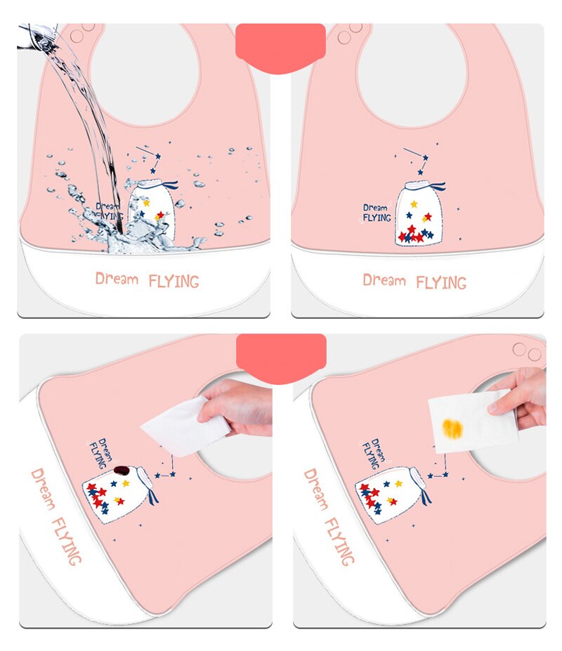 Warmom-Baberos de silicona impermeables para bebé, bolsa de Saliva para niños, accesorios desechables para bebé, babero ajustable de dibujos animados, suave y cómodo