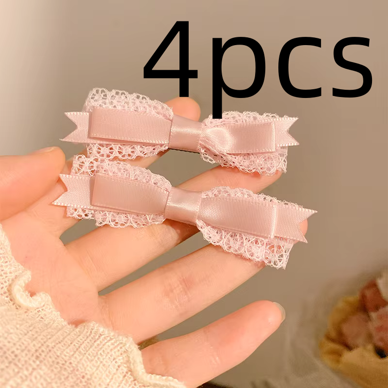 Lazos de cinta rosa para el pelo para niña, pinzas de encaje, tocado bonito, horquilla de lazo de circón, accesorios para el cabello de Cosplay Loli, 1 par: YELLOW