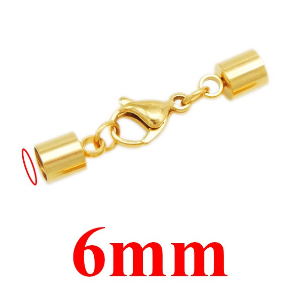 5 pz/lotto Catenaccio Ganci In Acciaio Inox Oro/argento Tono Fibbia In Pelle Cavo di Blocco per il FAI DA TE Braccialetto di Cuoio Dei Monili che fanno: Gold 6mm