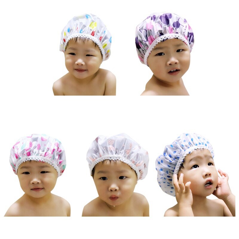 1/5/10 Pcs Kinderen Waterdichte Cap Verstelbare Zachte Baby Douche Bad Voor Kinderen Hoofd Baby Shower Kind badmuts Shampoo Cap: 5PCS Color Random