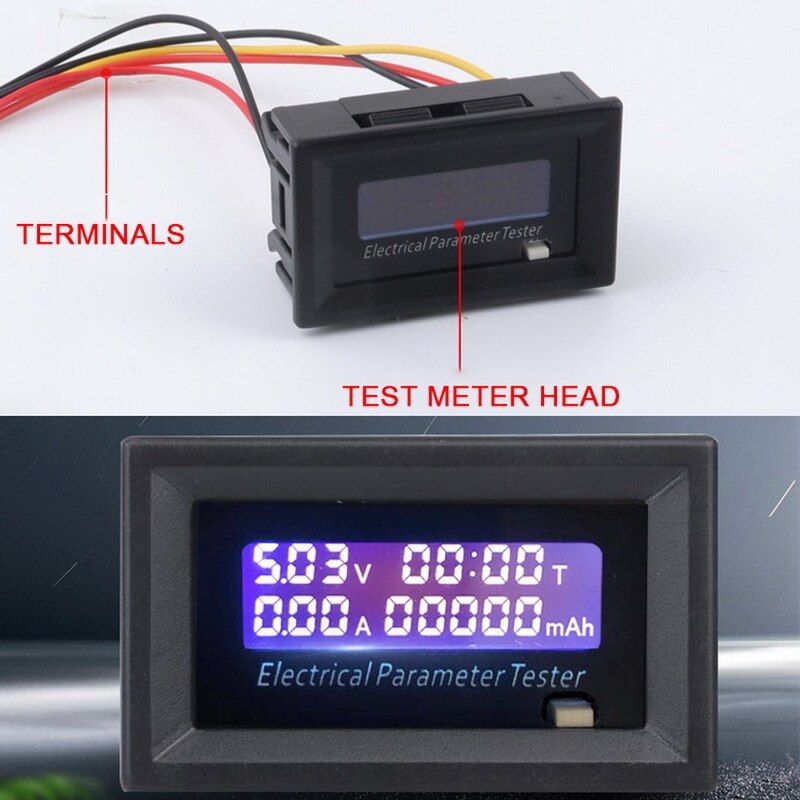 LCD multi function meter voltage, current, time and energy detection Digital Time Energy Meter Multifunctional Tester: Default Title